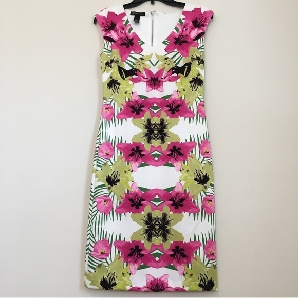 INC International Concepts Floral V-Neck Sleeveless Dress - Picture 1 of 15